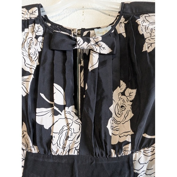 NWT Tracy Reese New York 100% Silk Fit and Flare Frock Dress Black Rose Floral 8 - Picture 10 of 16